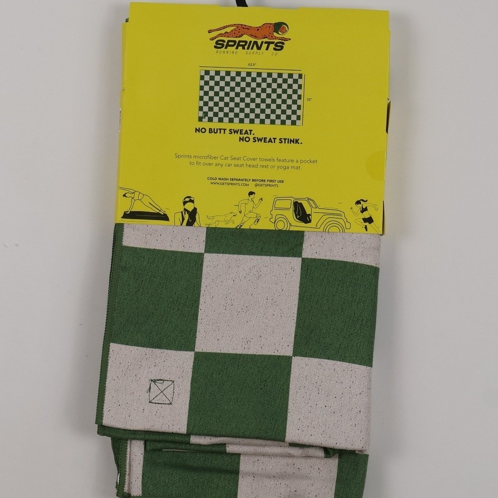 Sprints Car Seat Cover Towel Chess Not Checkers Green White OS NWT - Picture 2 of 4